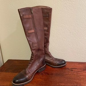Vince Camuto Brown Lace Buckle Boots